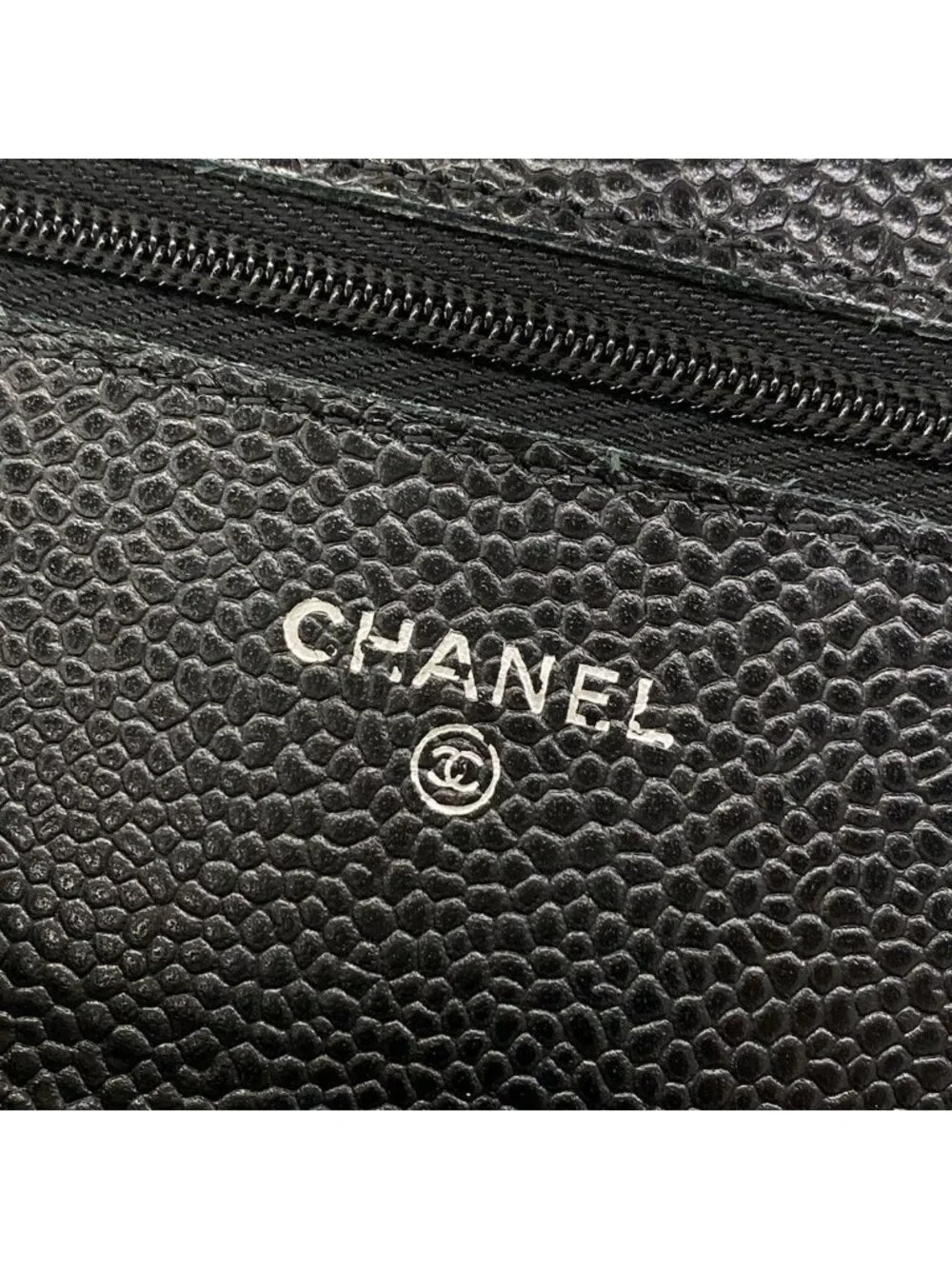 Chanel Wallet Quilted Black Chain Metal Silver Shoulder